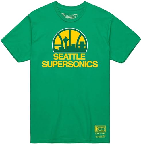 Mitchell & Ness Men's Seattle Supersonics MVP Short Sleeve Graphic Tee (US, Alpha, Large, Regular, Regular, Green)