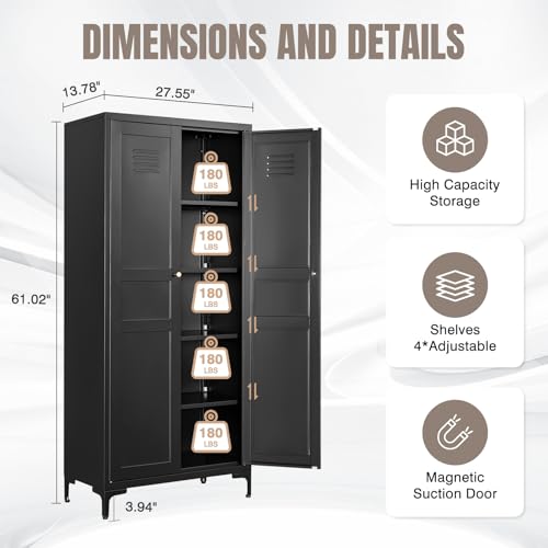 image for Yizosh Metal Pantry Cabinet,Tall Kitchen Pantry Storage Cabinet with D