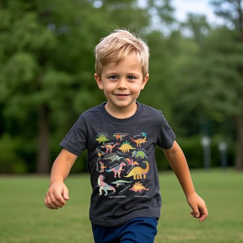 Image of Kids Short Sleeve Tees Toddler Crewneck T-Shirts Boys Girls Dino Raccoon Excavator Silly Goose Flower Girl Tops 2-7 Years