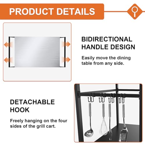 20"x 32" Grill Table with Double-Shelf, Stainless Steel Grill Cart, Multifunctional Food Prep and Pizza Oven Table for Ninja Grill, Blackstone Griddle 17"/22" - Thumbnail 4