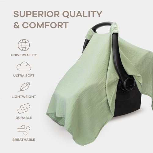 image for Comfy Cubs Baby Car Seat Cover - Soft, Breathable Bamboo Rayon and Mus
