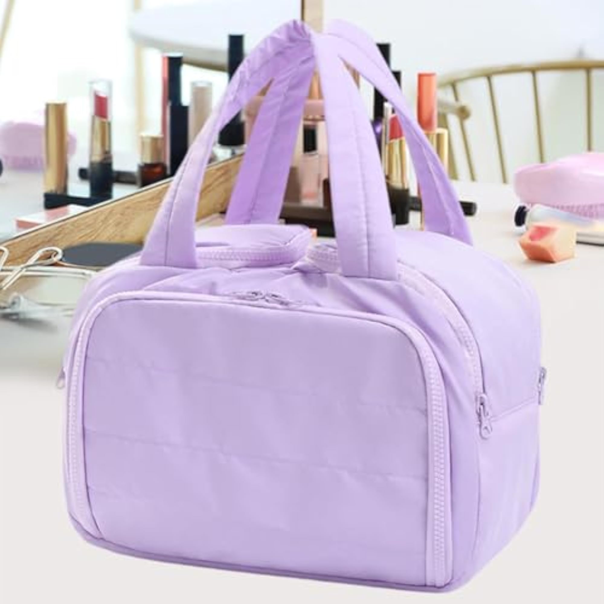 Large Capacity Travel Makeup Bag, Purple Pouch