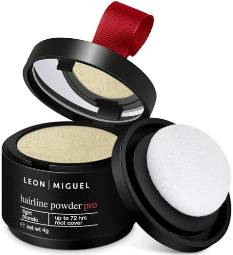 LEON MIGUEL Ansatzpuder - wasserfestes Hairline Powder als perfekten Haar Concealer zum Ansatz kaschieren, unsichtbares Haar Make-up zur Haarverdichtung (Hellblond, Hairline Powder Pro)