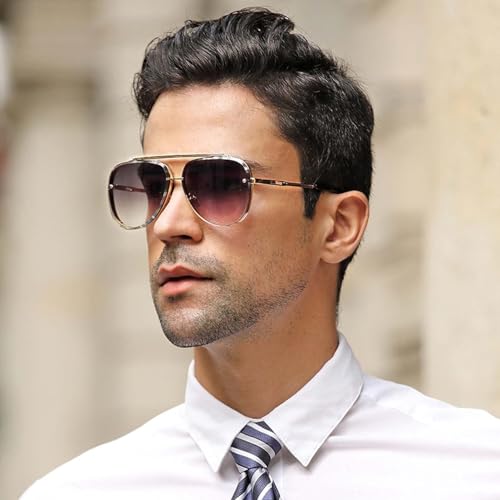 Image of ELEGANTE UV Protected Driving Vintage Pilot Gradient Metal Body Aviator Sunglasses for Men and Women