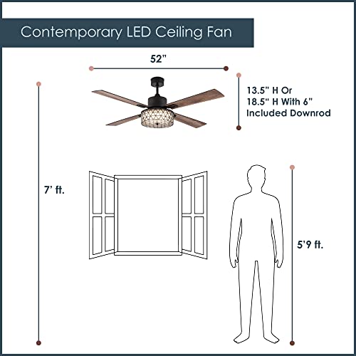 River Of Goods Contemporary Led Ceiling Fan With Remote - 52" L X 52" W - Rich Barnwood/Light Driftwood Blades #TOP1