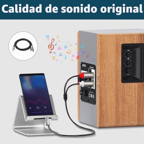 Miniatura 6 de Cable De Audio Usb C A 2 Rca, Cable Tipo C A 2 Rca Macho, Adaptador Estéreo, Conector Para Dispositivos Como Iphone 15 16 Google Pixel Macbook Pro Samsung Galaxy Tablet Y Portátil, 1 M