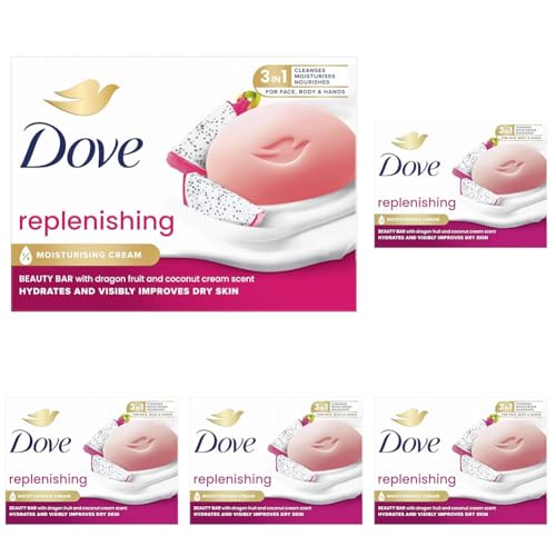 Dove jabón en pastilla Dragon Fruit para cara, cuerpo y manos, 90 g (Paquete de 5)