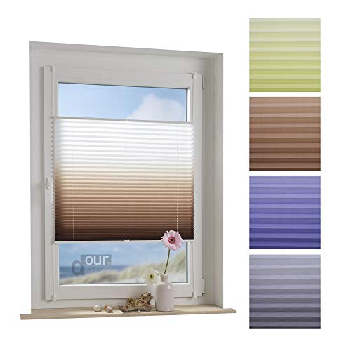 ourdeco® Plissee mit Farbverlauf / 45 x 130 cm weiß-braun/lichtdurchlässig, Blickdicht/Farben: Blau, Braun, Grün, Grau