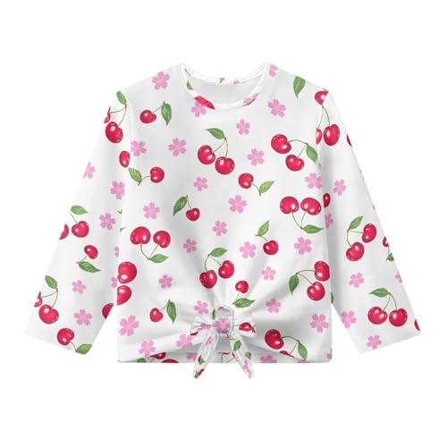 Girls Shirts Long Sleeve Tie Knot Shirt Cute Tops for Girls Size 5-12