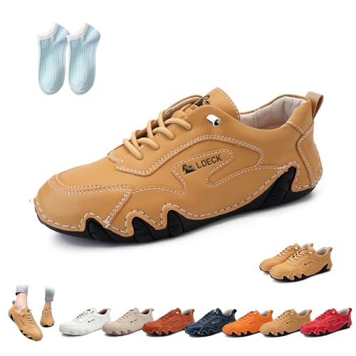 Chaussures de marche en cuir italien faites à la main for femmes, chaussures d'extérieur imperméables et antidérapantes, baskets décontractées, légères...