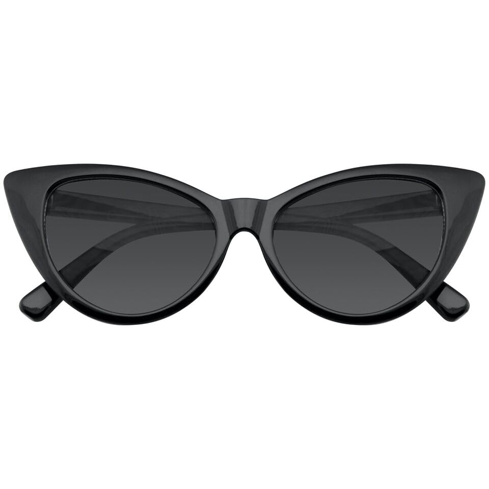 Boolavard Cateye Sonnenbrille für Damen, klassisches Vintage Retro Design mit hoher Spitze und Flügeln (Cat Eye – Schwarz Getönte Linse)