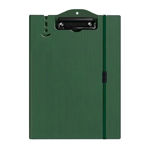 Image of oddpod Vertical A4 Plastic Clipboard with Elastic Strap /Multi-Function Document Paper Storage File Folder with Outer Cover for Students & Professionals - Pine Green
