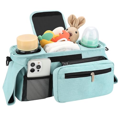 image for Accmor Universal Stroller Organizer with Insulated Cup Holder Detachab