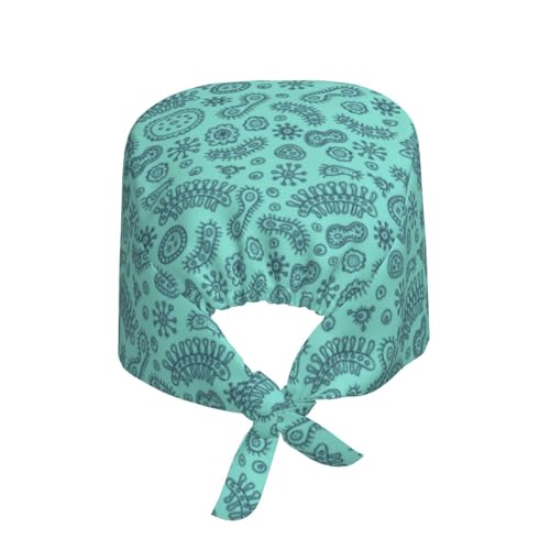 Image of Working Cap Scrub Cap with Sweatband Adjustable Unisex Women Tie Back Hat Nurse Surgical Caps