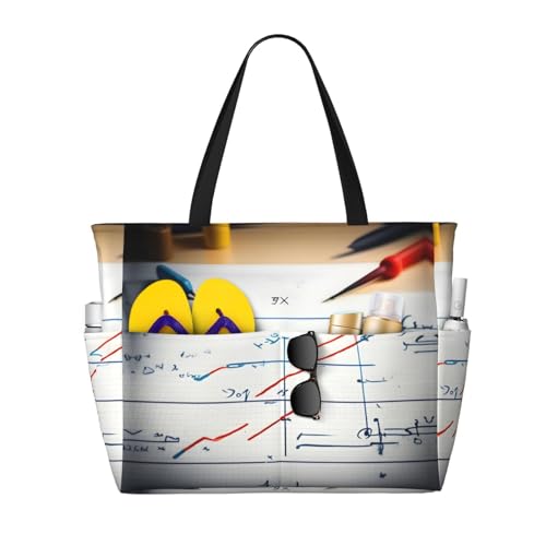 Sac à bandoulière imperméable et grand sac fourre-tout noir à formule mathématique