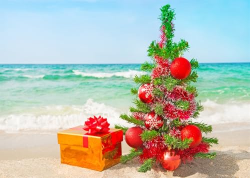 Tissu Sapin de Noël sur Plage pour remplacer les décors lourds et réussir son photo booth