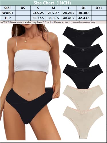 Jaywan Women Bikini Underwear Seamless Stretch Hipster Black Panties 5 Pack Invisible Briefs #TOP1