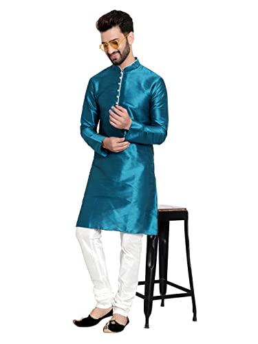 Image of HUZUR Mens Silk 6 Loop Kurta Pajama