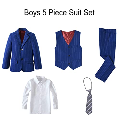 Boys Suit Toddler Royal Blue Pinstripe Tuxedo Kids Wedding Suits For Boys Ring Bearer Outfit Size 10 #TOP4
