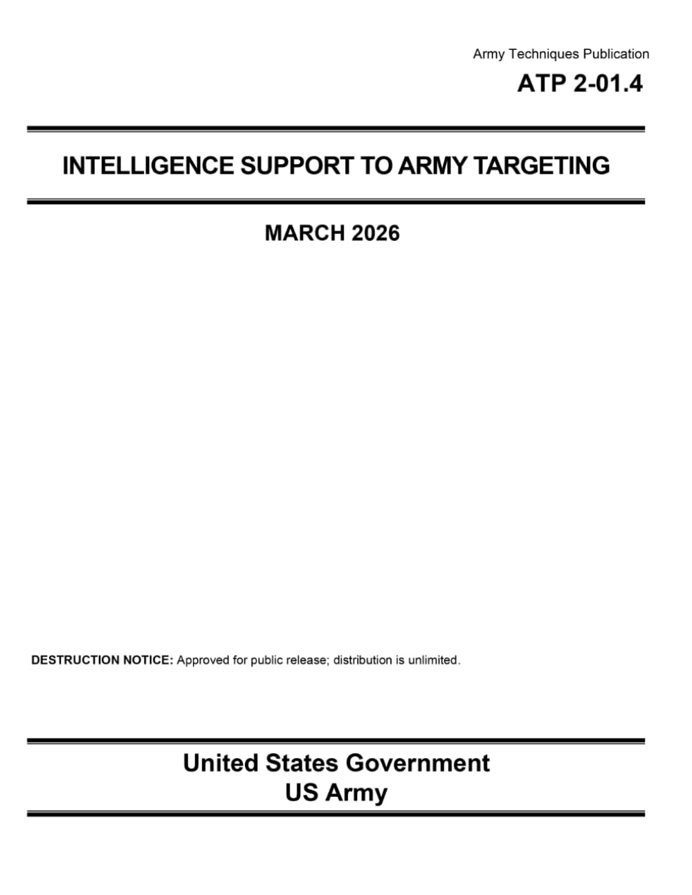Army Techniques Publication ATP 2-01.4 Intelligence Support to Army Targeting March 2025