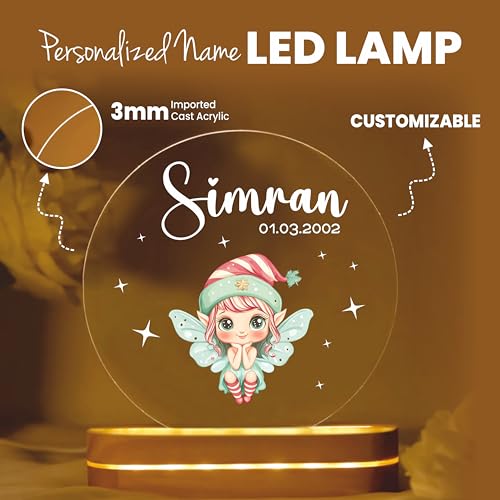 Image of PRINTHUA Plastic Personalized LED Night Table Lamp with Custom Name,Unique Gift for Women,Men,Kids,Girlfriend,Boyfriend,Husband,Wife|Perfect for Birthdays,& Special Occasions (Cute Doll),Multicolour