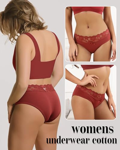 Image of 6 Pack Cotton Bikini Womens Underwear Hipster Lace Panties Soft Stretch Breathable Low Rise S-XL