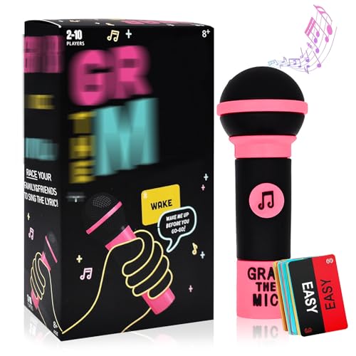 Jocanova Grab That Mic juego, Grab Mic Party Game, Drop The Mic Game, Juego de karaoke familiar con 125 tarjetas de canción, 2025 Nuevo juego de...
