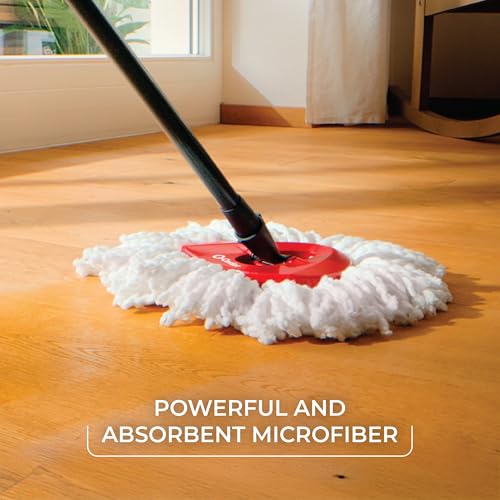 Image of O-Cedar EasyWring Spin Mop & Bucket System | Microfiber Floor Cleaning System | Includes 3 Mop Heads (1 Standard + 2 Deep Clean Refills) | Machine Washable & Reusable