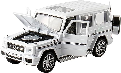 Alloy Collectible Red Benz G65 AMG Toy Vehicle Pull Back Die-Cast Car Model with Lights and Sound (White)