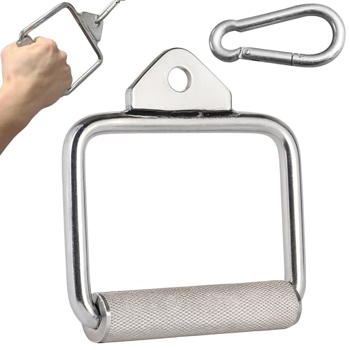 MuscleForge Agarre Polea En D Giratorio – Agarres Poleas Gym Profesional En Acero Cromado con Mango Antideslizante – Accesorio Musculación para Bíceps, Tríceps, Espalda y Cable Máquina