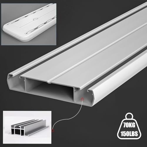 Double Curtain Track System - Ceiling-Mounted Rods for Room Dividers & Drapes, 1.5M/4.9FT - Perfect for Privacy in Open Spaces, White, Adjustable & Durable