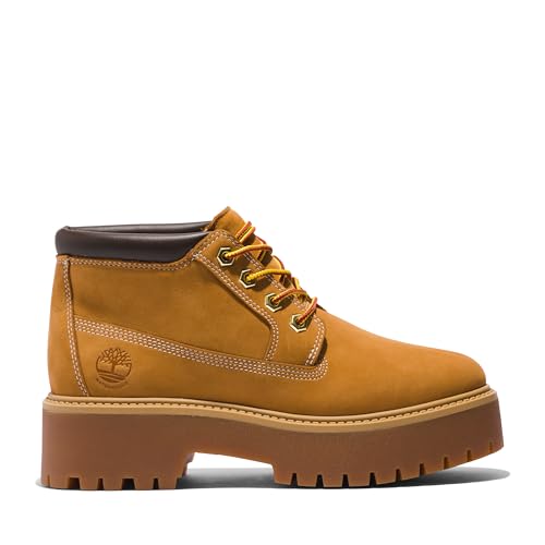 Timberland Timberland Women's Stone Street Platform Waterproof Chukka Boot, Wheat-NEW 2024, 5 Wide