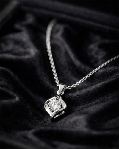 Image of CLARA 925 Sterling Silver Mia Solitaire Pendant Earrings Chain Bracelet Ring for Women & Girls| Platinum Plated | Gift for her