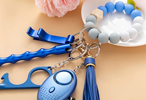 Keychain Set For Women And Girls, Keychain Accessories Beaded Bracelet Keychain,Lip Balm Keychain，12Pcs Key Ring Set (Blue) #TOP3