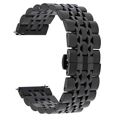 Bracelet montre 20mm en acier inoxydable à boucle papillon