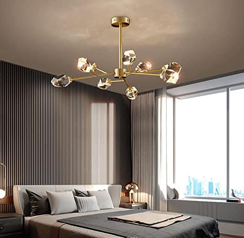 Flashing God Sputnik Chandeliers for Dining Room Light Fixture, Modern Crystal Chandeliers, 9 Lights Gold Chandelier for Living Room Bedroom, Dining Room Chandelier Over Table, Kitchen Light Fixtures