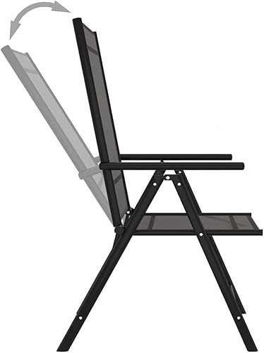 Miniatura 7 de Sillas plegables para patio, 6 piezas, textileno, color negro, sillas de patio para exteriores, sillas de mesa de cocina, sillas de mesa para playa,