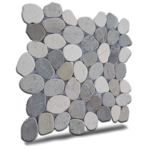 PEBBLETILE.CO Cloud Sliced Pebble Mosaic