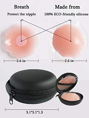 Foto de Kaei&Shi Fundas para pezones para mujer, 2 pares de pasta de silicona reutilizables, cubiertas adhesivas invisibles para pezones, color rosa, talla única, Rosado (imagen 3)