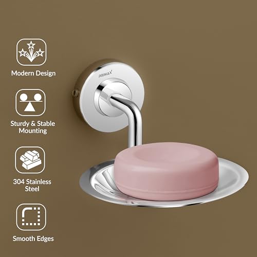 Image of Primax Stainless Steel 304 Grade Soap Holder for Bathroom /Soap Dish /Bathroom Soap Stand /Bathroom Accessories (Chrome, Daizy)