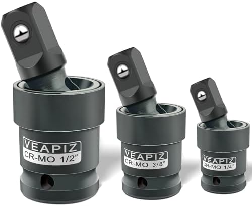 Resze 3-Piece Swivel Socket Set – 1/4", 3/8", 1/2" Drive, 360° Universal Joint For Tight Spaces
