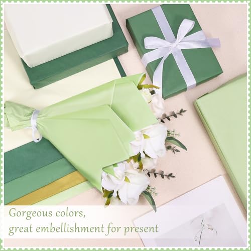 Piklodo 100 folhas de papel de seda verde, papel de seda verde sálvia para sacos de presente, papel