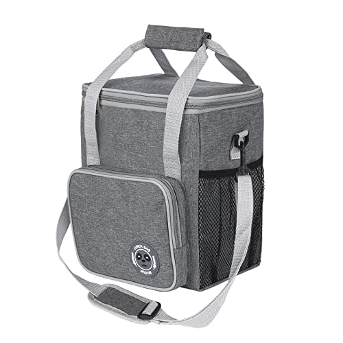 Sac Isotherme Repas Sciphylia 10L Sac Isotherme Repas Femme Enfant Homme Lunch Bag Imperméable avec Bandoulière Réglable Grande Capacité Sac-Glacière Pliable pour Bureau l'école Pique-Nique (Gris) Cover