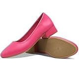 Jeekopeg Low Chunky Pumps Women's Round Toe Heels PU Leather Chunky Pumps Shoes Classic Closed Toe Pumps Low Heel Dress Shoes for Woman(Fuchsia,US9)