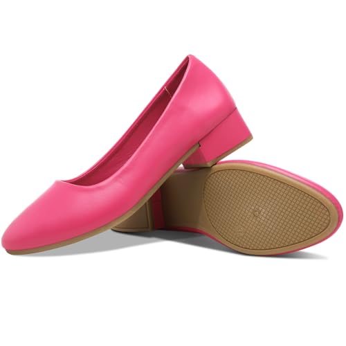 Jeekopeg - Zapatos de tacón bajo y grueso para mujer, Fucsia, 38 (EU)