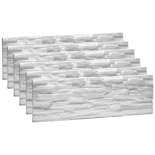 Rebel of Styles - UltraLight Tasso White - 0,63m² / 6 Stück - EPS Wandpaneele/Verkleidung/Verblender/Platten in Natursteinoptik - Schaumstoff Wanddekoration mit Isolierung