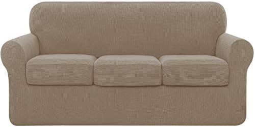 subrtex 3-Seater Sofa Cover with 3 Separate Cushion Covers, Stretch Sofa Slipcover Replacement Furniture Protector (Sofa, Teal)