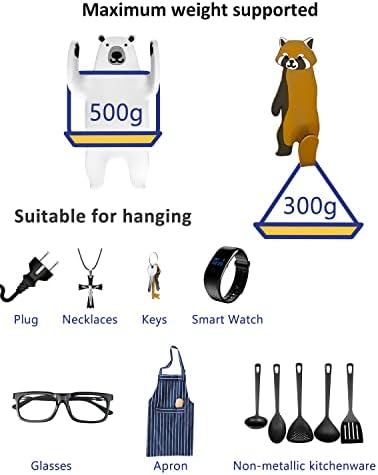 3 Pack Self Adhesive Hooks Stick on Wall Hooks Door Bathroom, 3Cboutique Cute Animal Washable Reusable Kitchen Office Sticky Removable Hooks Hat Without Nails