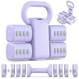 Nimsqury 2-in-1 Adjustable Dumbbell Set, 5 Levels Hand Weights for Women Men, Each 2.2/3.3/4.4/5.5/6.6lb, Convertible Weights Dumbbells and Kettlebell Set for Home Gym Exercise & Fitness (Purple)