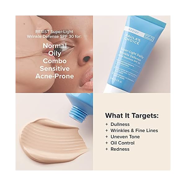 Paula's Choice RESIST Super-Light Daily Wrinkle Defense SPF 30 Matte Tinted Face Moisturizer, UVA & UVB Protection, Mineral Sunscreen for Oily Skin, Fragrance-Free & Paraben-Free